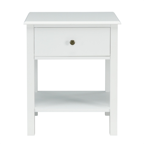 Topbuy End Table Nightstand w/Drawer & Shelf Bedroom Living Room Furniture Black/Brown/White