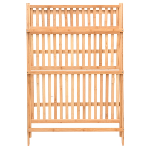 Topbuy Folding Flower Display Bamboo Garden 3Tier Plant Shelf