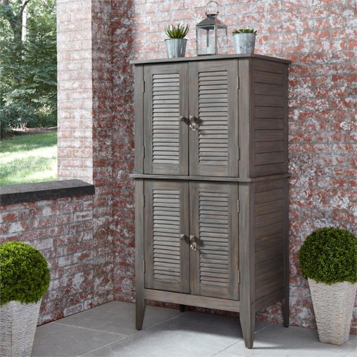 Homestyles Maho Wood Storage Cabinet in Gray
