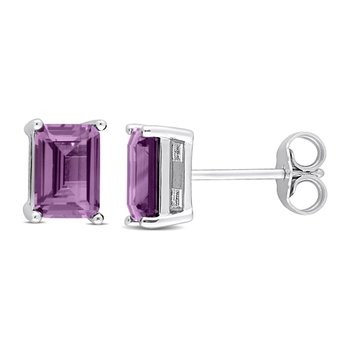 AMOUR  Octagon Simulated Alexandrite Earrings In Sterling In Silver