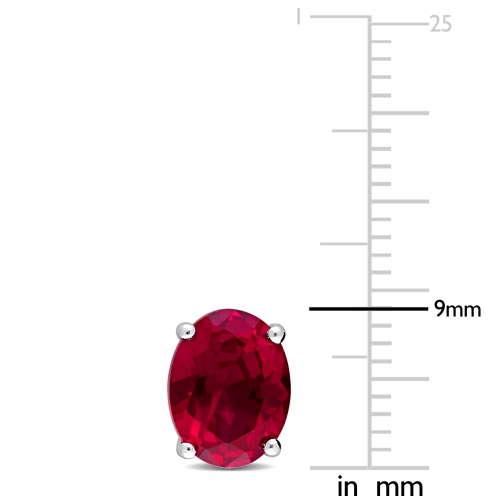 Oval Created Ruby Stud Earrings in Sterling Silver