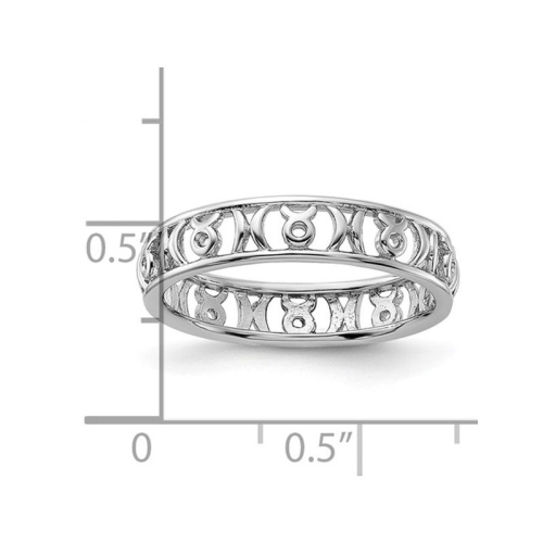 Sterling Silver Taurus Zodiac Astrology Ring Band