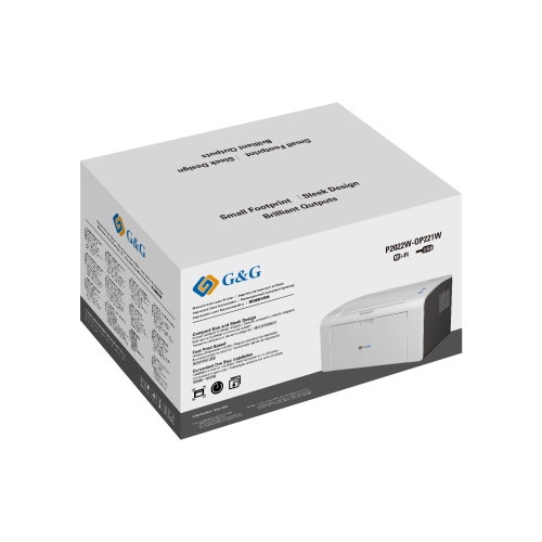 G&G P2022W Compact Monochrome Laser Printer, Wireless Networking, Home Office Use, Grey Printer with Mobile Printing