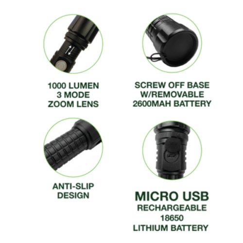 GO GREEN GG-ZOOMIE2 Zoomie 2.0Rechargeable Flashlight