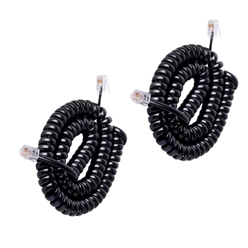 Telephone Cord 2pcs, Phone Cord, Handset Cable Cord, Landline Phone Handset Cable Cord RJ9 4P4C 3m/10Ft (Black 2 Pack)