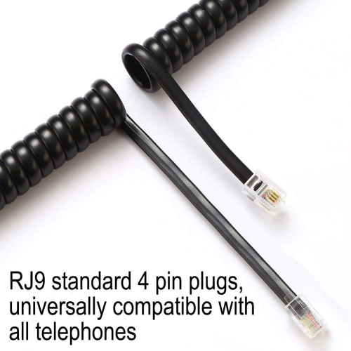 Cordon téléphonique, 2 pièces, cordon téléphonique, câble de combiné, câble de combiné téléphonique Landline, câble RJ9 4P4C 3 m/10 pi