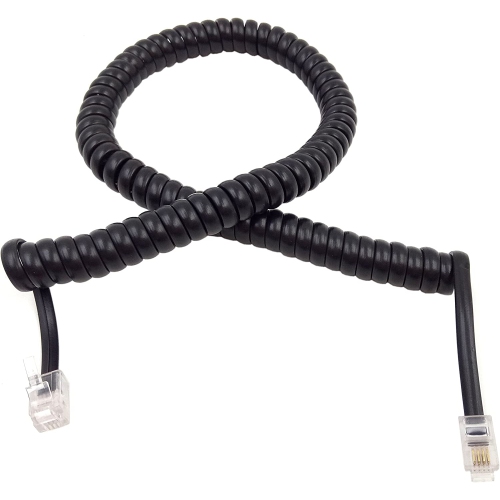 Paquet de 2) Câble spiralé noir pour combiné téléphonique