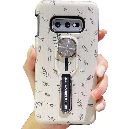 Samsung Galaxy S10e Case with Finger Loop,Minimalist Green Leaves 3D Embossed Kickstand Galaxy S10e Phone Case