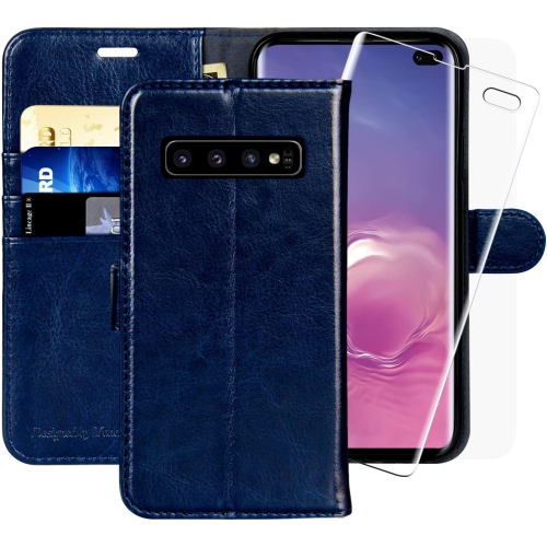GENERIC  Galaxy S10+ Plus Wallet Case, 6.4-Inch, [Included Screen Protector] Flip Folio Leather Cell Phone Cover W
