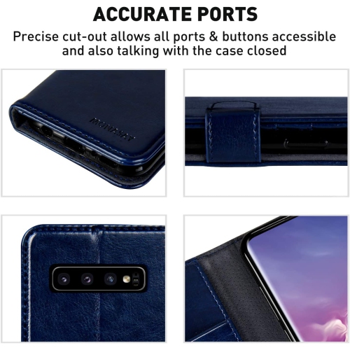 Galaxy S10+ Plus Wallet Case,6.4-inch, [Included Screen Protector] Flip Folio Leather Cell Phone Cover w