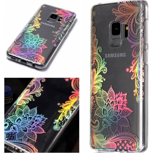 For Samsung Galaxy S9 Case Clear Silicone Phone Cover and Screen Protector, Creative Plating Design with Bright