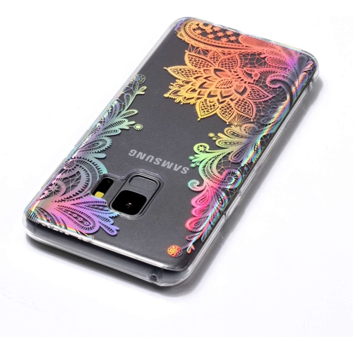 For Samsung Galaxy S9 Case Clear Silicone Phone Cover and Screen Protector, Creative Plating Design with Bright