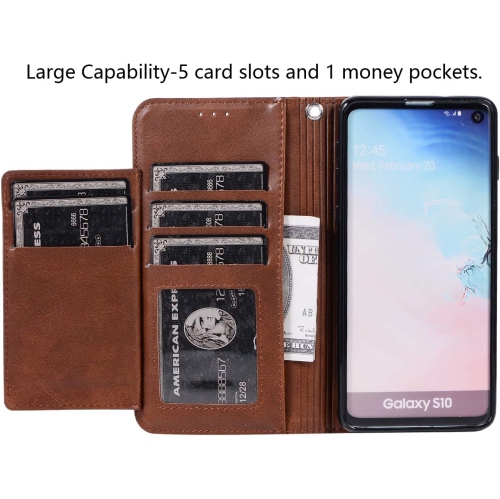 Wallet Case for Samsung Galaxy S8 Plus, 5 Card Slots Magnetic Closure Zipper Pocket Handbag PU Leather Flip