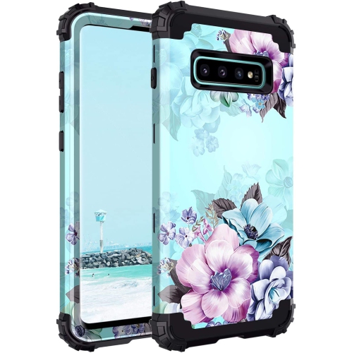 Compatible with Galaxy S10 Case,Floral Three Layer Heavy Duty Hybrid Sturdy Shockproof Full Body Protective