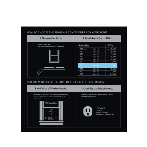 LG 12 000 BTU BTU Dual Onverter Smart Window Air Climatiner refroidit 550 m². Ft. avec éloigné, Wi-Fi activé