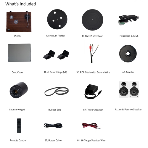 Tourne-disque haute fidélité RT81 Elite de Fluance et Ai61 haut-parleurs d'étagère stéréo amplifiés de 6,5 po