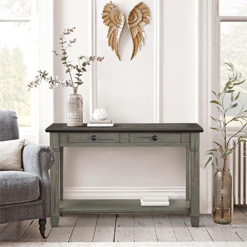Lexicon Granby Wood 2 Drawer Console Table in Antique Gray