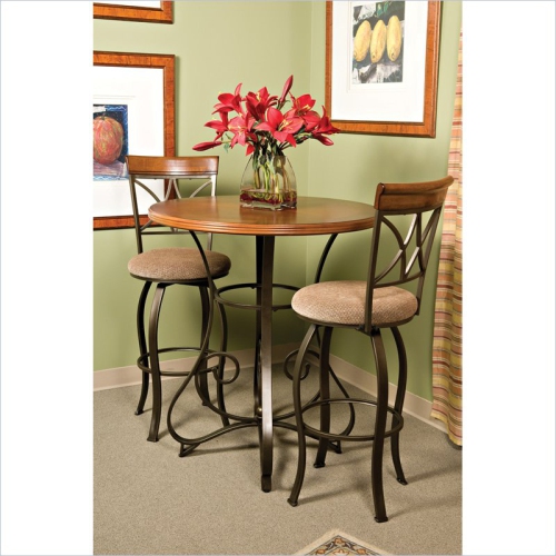 Linon Hamilton Five Piece Wood and Metal Swivel Pub Set in Cherry