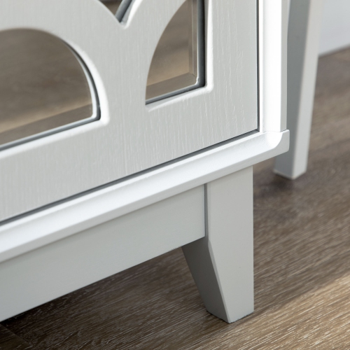 HOMCOM Mirrored Sideboard Buffet Cabinet, 47" Kitchen Storage Cabinet with 3 Doors and Adjustable Shelf for Living Room, Hallway, Grey