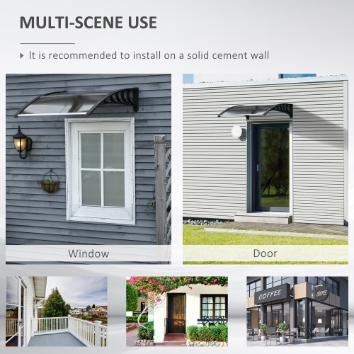 Outsunny Window Awning Door Canopy, Polycarbonate Front Door Outdoor Patio Cover, Sun Shelter, Hollow Sheet for UV, Rain, Snow and Sunlight