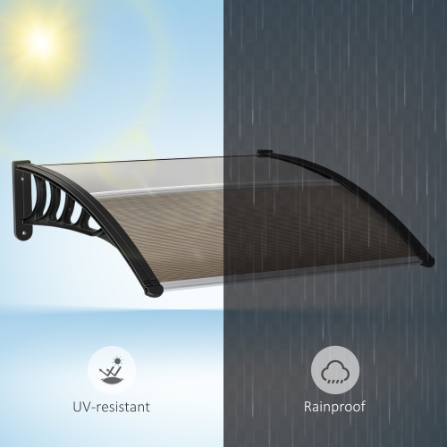 Outsunny Window Awning Door Canopy, Polycarbonate Front Door Outdoor Patio Cover, Sun Shelter, Hollow Sheet for UV, Rain, Snow and Sunlight