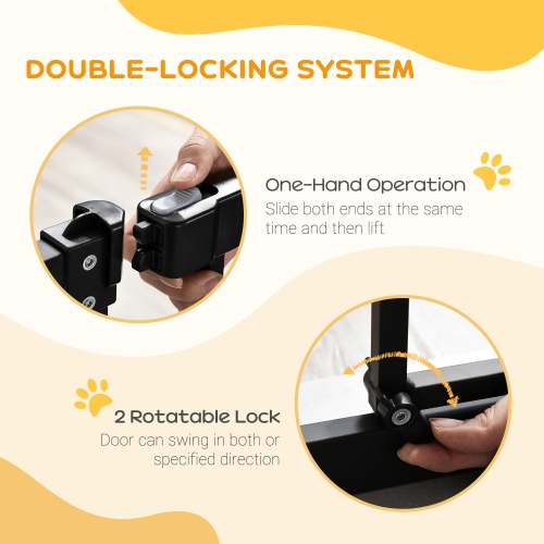 PawHut 29"-32" Wide Dog Gate with Door, Pressure Fit, Auto Close, Double Locking for Doorways Hallways Stairs, 37" Tall, Black