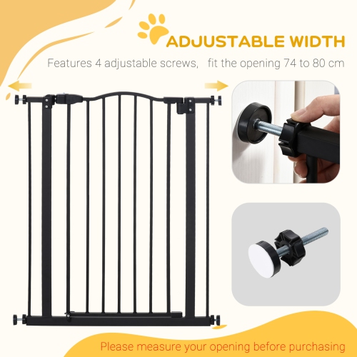 PawHut 29"-32" Wide Dog Gate with Door, Pressure Fit, Auto Close, Double Locking for Doorways Hallways Stairs, 37" Tall, Black