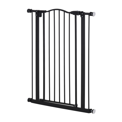 PawHut 29"-32" Wide Dog Gate with Door, Pressure Fit, Auto Close, Double Locking for Doorways Hallways Stairs, 37" Tall, Black
