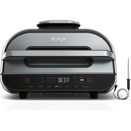 NINJA FG551 FOODI SMART XL 6-IN-1 INDOOR GRILL WITH AIR FRY, ROAST, BAKE, BROIL & DEHYDRATE, SMART THERMOMETER Good