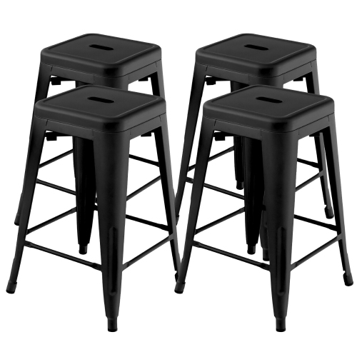 GYMAX  24" Set Of 4 Tolix Style Barstool Counter Height Metal Bar Stool Stackable Chair