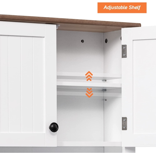 WAMPAT Bathroom Wall Mounted Cabinet with Doors, Hanging Medicine Cabinet Cupboard with Adjustable Storage Shelf for Entryway and Toilet, Wood,