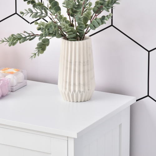 kleankin Bathroom Cabinet, Floor Storage Cabinet with Adjustable Shelf and 4 Drawers, Freestanding Side Cabinet for Washroom, Entryway, White