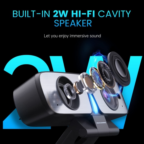 Coutellerie RC08 caméra Web, caméra Web HD 2K avec microphone et haut-parleur