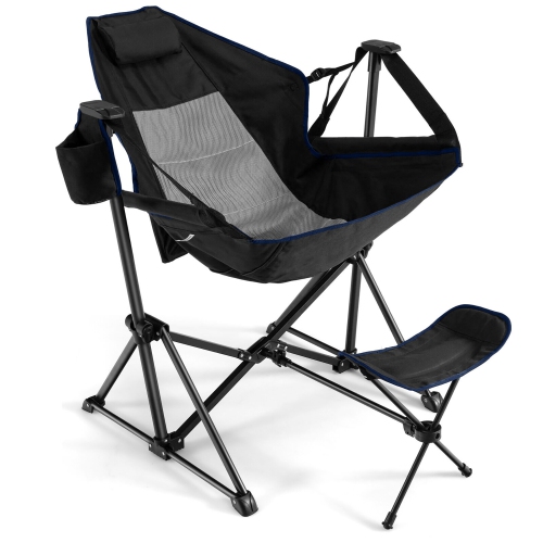 Gymax 2PCS Hammock Camping Chair w/ Retractable Footrest & Carrying Bag for Camping