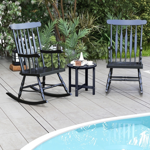 Gymax Wooden Rocking Chair Single Rocker Indoor Garden Patio Yard Black
