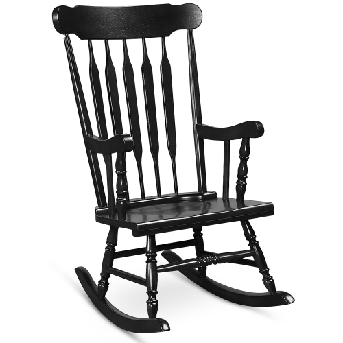 Gymax Wooden Rocking Chair Single Rocker Indoor Garden Patio Yard Black