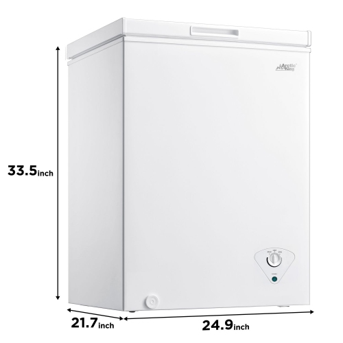 Congélateur coffre Arctic King de 5,0 pi3 - Thermostat réglable, panier amovible, drain de dégivrage accessible, parfait pour les espaces moyens -