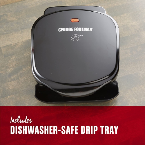 George Foreman 2-Serving CLASSIC Plate Electric Indoor Grill and Panini Press, Black