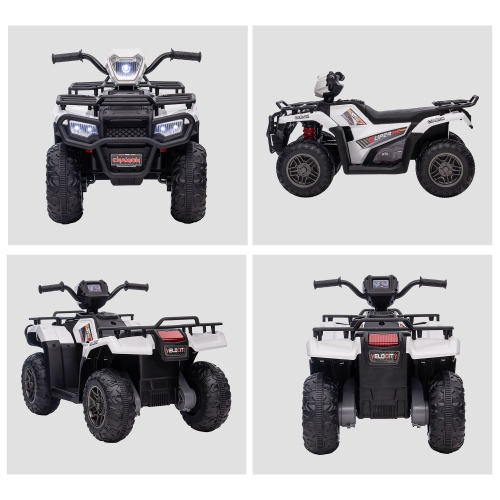 Aosom 12V Kids ATV Quad, 4 Wheeler Battery Powered Electric Vehicle with Music MP3, Headlights, High Low Speed, Treaded Tires, for Boys and Girls