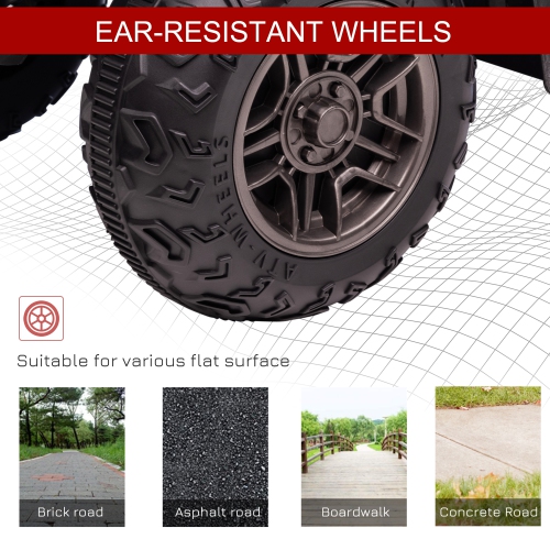 Aosom 12V Kids ATV Quad, 4 Wheeler Battery Powered Electric Vehicle with Music MP3, Headlights, High Low Speed, Treaded Tires, for Boys and Girls