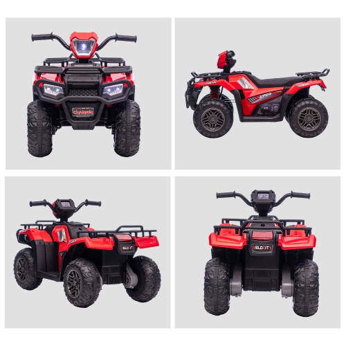 Aosom 12V Kids ATV Quad, 4 Wheeler Battery Powered Electric Vehicle with Music MP3, Headlights, High Low Speed, Treaded Tires, for Boys and Girls