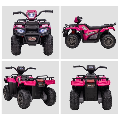 Aosom 12V Kids ATV Quad, 4 Wheeler Battery Powered Electric Vehicle with Music MP3, Headlights, High Low Speed, Treaded Tires, for Boys and Girls