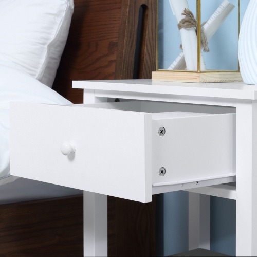 HOMCOM Modern Nightstand, Side Table with Drawer and Storage Shelf, End Table for Living Room, 19.7" x 13.8" x 23.6", White