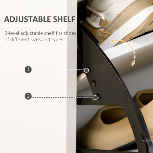 HOMCOM – Armoire à chaussures moderne avec 2 portes rabattables, tiroir et tablette réglable, 12 paires d’armoires de rangement pour chaussures pour