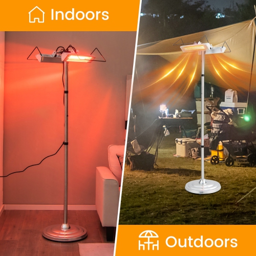 Gymax 1500W Standing Electric Heater w/ Double-sided Heating Infrared Patio Heater