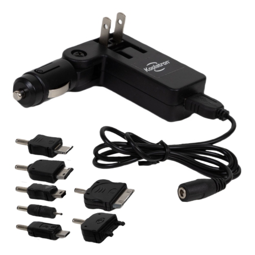 Koolatron 12V AC/DC Cell Phone Charger w/ USB Adapter Set, Universal Charger w/ 12 Volt and 110 Volt Plugs for Older Mobile Devices and Electronics