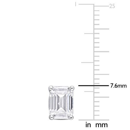 Amour Emerald Cut Created Moissanite Stud Earrings Silver
