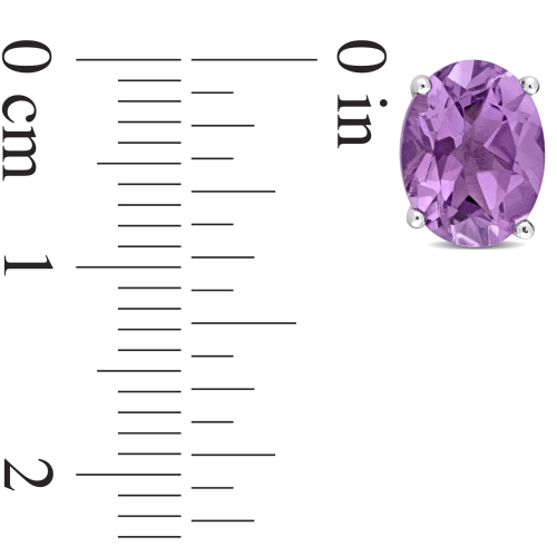 Amour Oval Amethyst Stud Earrings Silver
