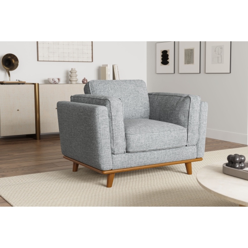Valencia – sofa moderne en tissu à un siège avec base en bois Artisan, gris