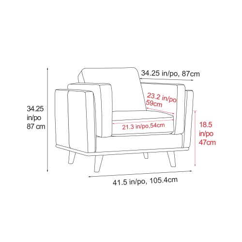 Valencia – sofa moderne en tissu à un siège avec base en bois Artisan, gris